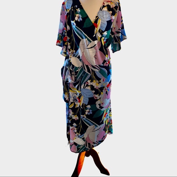 Halogen Brand Georgette wrap floral dress Sz: M - Picture 2 of 6